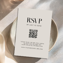 ミニマモダンリストブラック&アイボリーシック結婚ズ 出欠カード