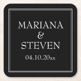 ミニマモダンリストブラック スクエアペーパーコースター