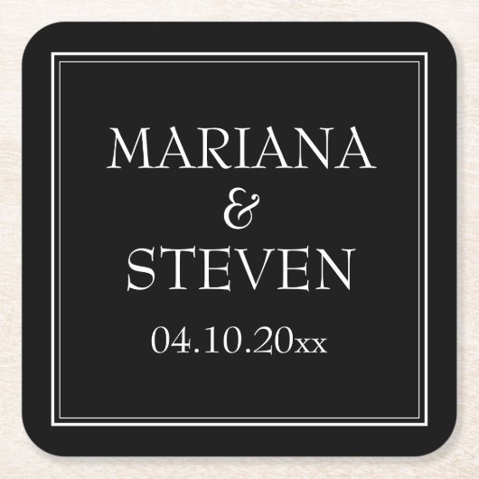 ミニマモダンリストブラック スクエアペーパーコースター (正面)