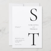 ミニマモダンリストブラック&ベージュ色モノグラム結婚ズ 招待状 (正面)