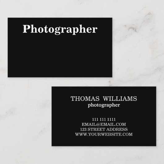 ミニマモダンリストブラック&ホワイトはっきりしたタイポグラフィ 名刺 (正面/裏面)