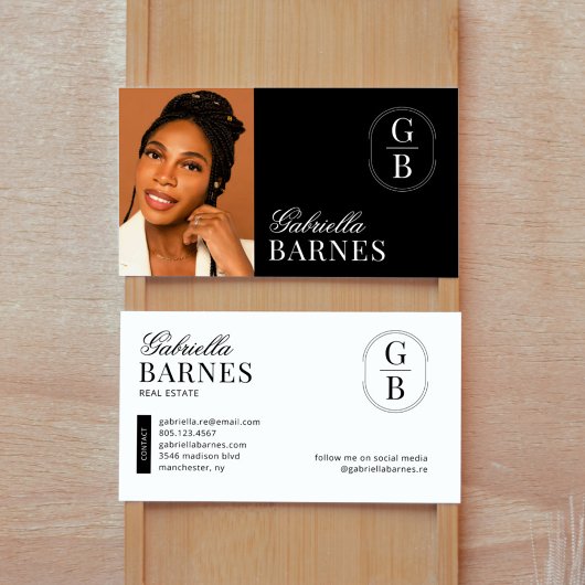 ミニマモダンリストブラック&ホワイトはっきりした 名刺