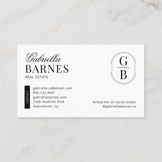 ミニマモダンリストブラック&ホワイトはっきりした 名刺 (裏面)