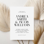 ミニマモダンリストブラック&ホワイトシック結婚ズ 招待状