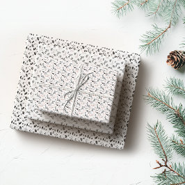 ミニマモダンリストブラック&ホワイトシンプルクリスマス ラッピングペーパーシート