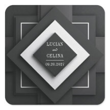 ミニマモダンリストブラック&ホワイトジオメトリック結婚ズ