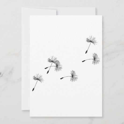 ミニマモダンリストブラック&ホワイトダンデリオ結婚ズ 招待状 (裏面)