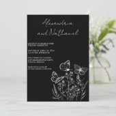 ミニマモダンリストブラック&ホワイトバタフライ結婚ズ 招待状 (スタンド正面)