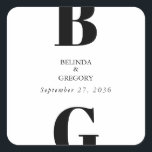 ミニマモダンリストブラック&ホワイトモノグラム結婚ズ スクエアシール<br><div class="desc">白黒モダンミニマルなモノグラムデザイン。要素ユニークとタイポグラフィをコンテンポラリー使用するデザイン。黒シンプル白モノグラムのデザインエレガント。要素スタイリッシュモダンのステッコンテンポラリークデザイン。一致する結婚式招待状や他の文房具も用意。</div>