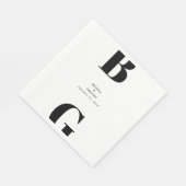 ミニマモダンリストブラック&ホワイトモノグラム結婚ズ スタンダードランチョンナプキン (角)