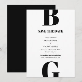 ミニマモダンリストブラック&ホワイトモノグラム結婚ズ セーブザデート