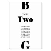 ミニマモダンリストブラック&ホワイトモノグラム結婚ズ テーブルナンバー (裏面)