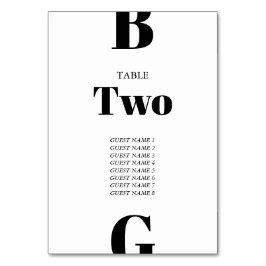 ミニマモダンリストブラック&ホワイトモノグラム結婚ズ テーブルナンバー