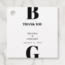 ミニマモダンリストブラック&ホワイトモノグラム結婚ズ フェイバータグ