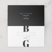 ミニマモダンリストブラック&ホワイトモノグラム結婚ズ プレイスカード (外部開封)