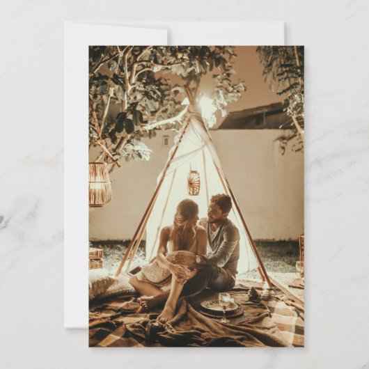 ミニマモダンリストブラック&ホワイト写真結婚ズ セーブザデート (裏面)