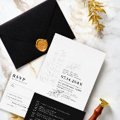 ミニマモダンリストブラック&ホワイト結婚ズシルバー 箔招待状