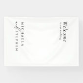 ミニマモダンリストブラック&ホワイト結婚ズ・ウェルカム 横断幕 (横)