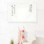 ミニマモダンリストブラック&ホワイト結婚ズ・ウェルカム 横断幕 (インサイチュ)