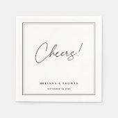 ミニマモダンリストブラック&ホワイト結婚ズ スタンダードカクテルナプキン (正面)