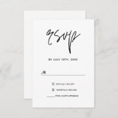 ミニマモダンリストブラック&ホワイト結婚ズ 出欠カード (正面/裏面)