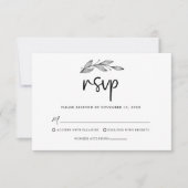 ミニマモダンリストブラック&ホワイト結婚ズ 出欠カード (正面)