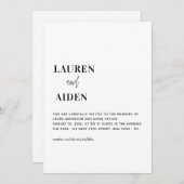 ミニマモダンリストブラック&ホワイト結婚ズ 招待状 (正面/裏面)