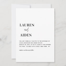 ミニマモダンリストブラック&ホワイト結婚ズ 招待状