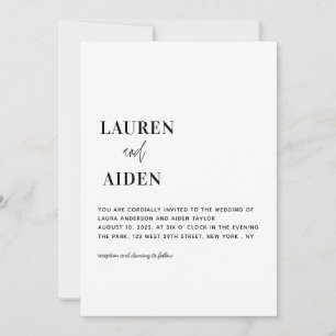ミニマモダンリストブラック&ホワイト結婚ズ 招待状