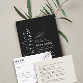 ミニマモダンリストブラック&ホワイト結婚ズ 招待状