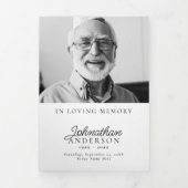 ミニマモダンリストブラック&ホワイト10写真の葬儀 三つ折りプログラム (カバー)