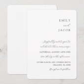 ミニマモダンリストブラック&ホワクラシックイト結婚ズ 招待状 (正面/裏面)