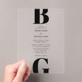 ミニマモダンリストブラック&モノグ澄んラム結婚ズ アクリル招待状 (インサイチュ (ポータブル))