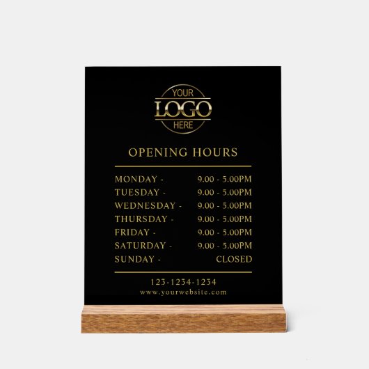 ミニマモダンリストブラック | 営業時間 アクリルサイン (正面)