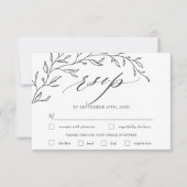 ミニマモダンリストブランチ結婚リーフの食事の選択 出欠カード (正面)