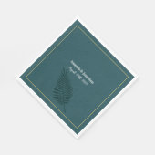 ミニマモダンリストブルーパームリーフモノグラム結婚ズ スタンダードランチョンナプキン (角)