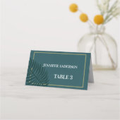 ミニマモダンリストブルーパーム結婚リーフ プレイスカード (裏面)