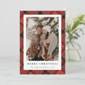ミニマモダンリストプレイドクリスマスファミリー写真 シーズンカード (スタンド正面)