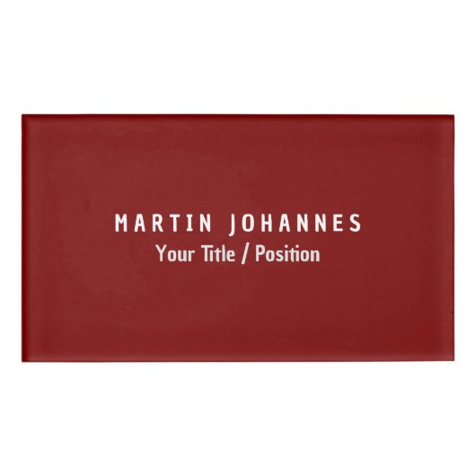ミニマモダンリストプレーンエレガント深い赤 名札 (正面)