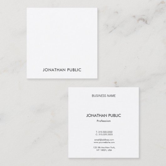 ミニマモダンリストプレーンプロフェッショナルエレガントルクセ スクエア名刺 (正面/裏面)