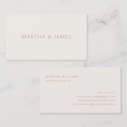 ミニマモダンリストプロフェッショナルエレガントアイボリー金ゴールド 名刺 (正面/裏面)