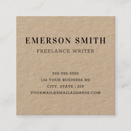 ミニマモダンリストプロフェッショナルクラフト紙 スクエア名刺 (正面)