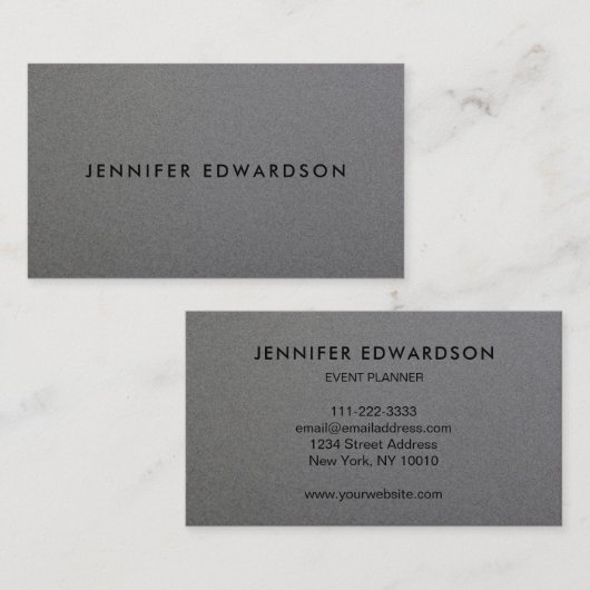 ミニマモダンリストプロフェッショナルグレイ金属事業 名刺 (正面/裏面)