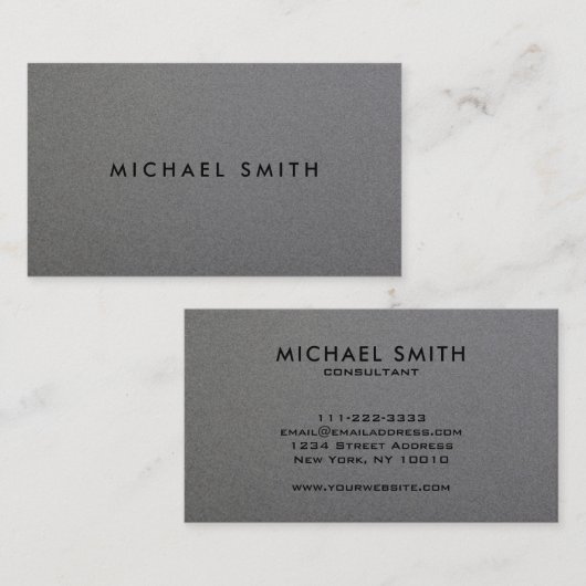 ミニマモダンリストプロフェッショナルグレーメタルスタイル 名刺 (正面/裏面)