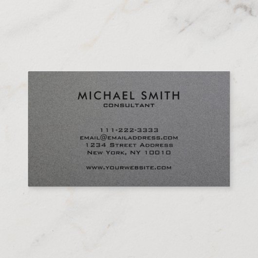 ミニマモダンリストプロフェッショナルグレーメタルスタイル 名刺 (裏面)