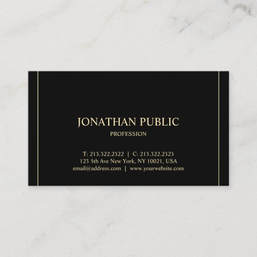 ミニマモダンリストプロフェッショナルテンプレート金ゴールド文字 名刺 (正面)