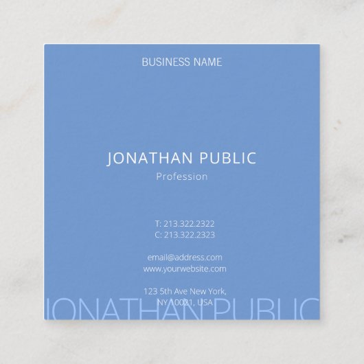 ミニマモダンリストプロフェッショナルトレンディーテンプレート スクエア名刺 (裏面)