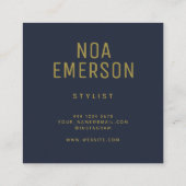 ミニマモダンリストプロフェッショナルネイビーブルー金ゴールド スクエア名刺 (裏面)