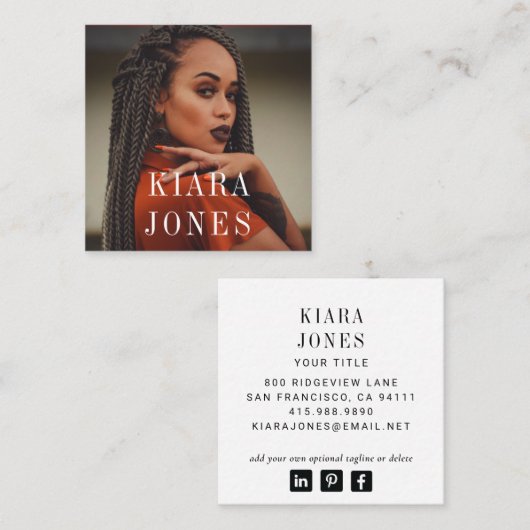 ミニマモダンリストプロフェッショナルフォトスクエア スクエア名刺 (正面/裏面)