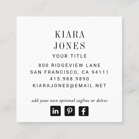 ミニマモダンリストプロフェッショナルフォトスクエア スクエア名刺 (裏面)